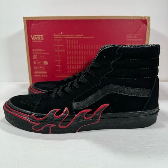 Vans Sk8-Hi Flame Suede Black Red High Top Sneakers Men Size  display picture 1